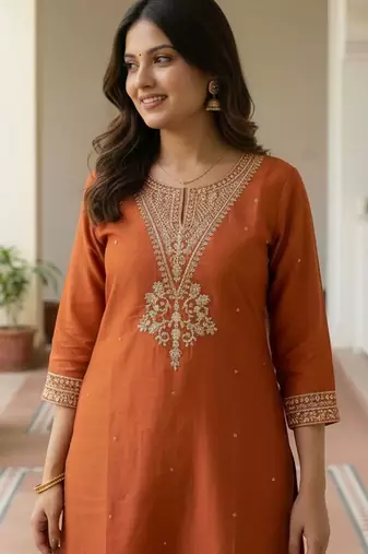 Women Ethnic Motifs Embroidered Thread Work Kurta with Trousers & With Dupatta