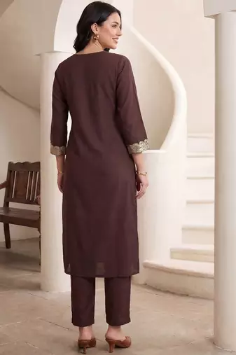 Women Sequinned Kurta with Trousers