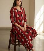 Geometric Printed V-Neck Cotton Straight Kurta With Trousers