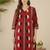 Geometric Printed V-Neck Cotton Straight Kurta With Trousers