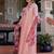 Pink floral embroidered anarkali palazzo suit set