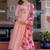 Pink floral embroidered anarkali palazzo suit set
