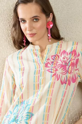 Floral Printed A Line Kurti With Trousers