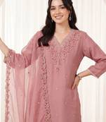 Women Ethnic Motifs Embroidered Thread Work Kurta with Trousers & With Dupatta