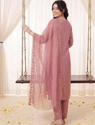 Women Ethnic Motifs Embroidered Thread Work Kurta with Trousers & With Dupatta 4
