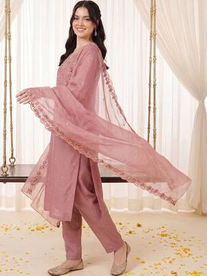 Women Ethnic Motifs Embroidered Thread Work Kurta with Trousers & With Dupatta 5