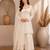 Cream festive wear straight kurti with scallop border palazzo and dupatta