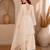 Cream festive wear straight kurti with scallop border palazzo and dupatta
