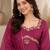 Wine festive wear straight kurti with scallop border palazzo and dupatta