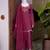 Wine festive wear straight kurti with scallop border palazzo and dupatta