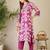 Adults-Women Ethnic Motifs Printed Cotton A-Line Kurta with Trousers