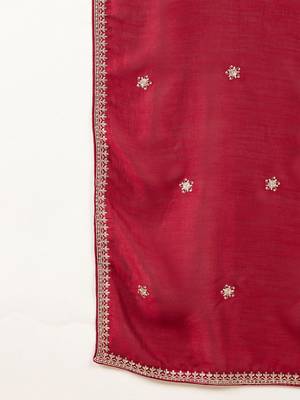 Ethnic Motifs Embroidered Sequinned Anarkali Kurta with Trousers & Dupatta 4