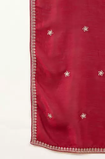 Ethnic Motifs Embroidered Sequinned Anarkali Kurta with Trousers & Dupatta