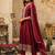Floral Yoke Design Round Neck Zari Anarkali Kurta & Trousers With Dupatta