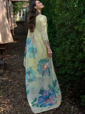 Women Floral Embroidered Mirror Work Cotton Kurta with Palazzos & With Dupatta 3