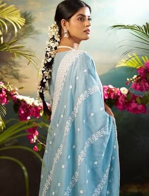 Women Ethnic Motifs Embroidered Cotton Kurta with Trousers & Dupatta 5