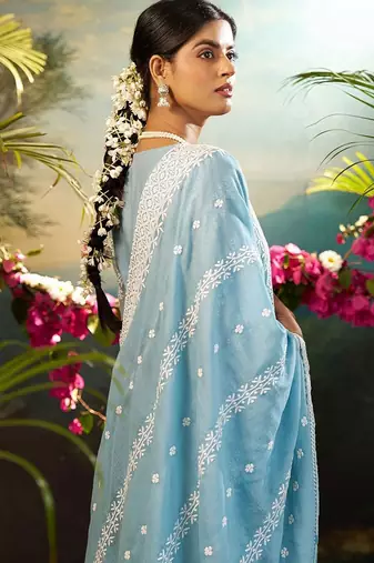 Women Ethnic Motifs Embroidered Cotton Kurta with Trousers & Dupatta