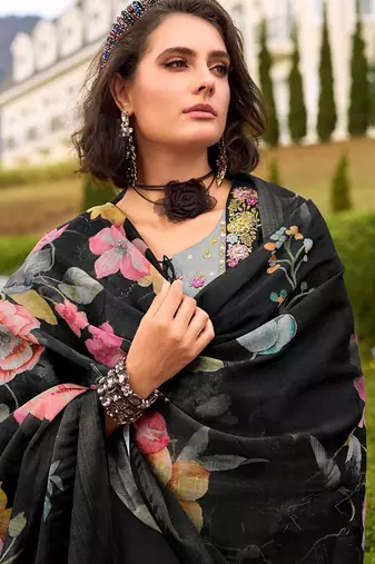 Floral Embroidered Thread Work Cotton Kurta with Trousers & Dupatta