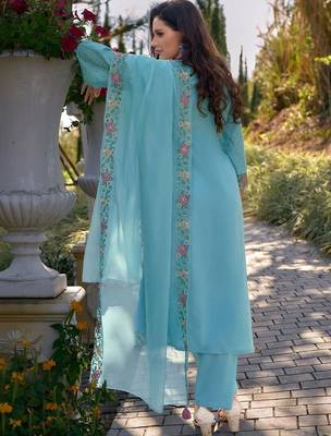 Women Ethnic Motifs Embroidered Thread Work Cotton Kurta with Trousers & With Dupatta 3