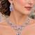purple teardrop crystal bridal necklace set, lavender cz wedding jewellery, silver statement earrings