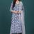 Floral printed cotton v neck kurta trouser & dupatta set