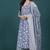Floral printed cotton v neck kurta trouser & dupatta set