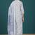 Floral printed cotton v neck kurta trouser & dupatta set