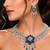 sapphire floral statement necklace set, cz bridal jewellery, navy blue prom evening party earrings