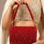 Red shoulder strap beaded clutches for women