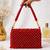 Red shoulder strap beaded clutches for women
