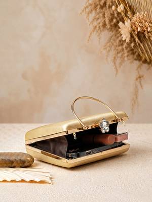 Beige shoulder strap satin embroidery clutches for women 5