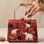 Red shoulder strap satin embroidery clutches for women