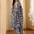 Floral printed cotton round neck kurta trouser & dupatta set