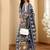 Floral printed cotton round neck kurta trouser & dupatta set