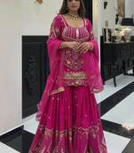 Pink Color Sequence Embroidery Work Silk Blend Salwar Suit