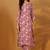 Floral printed cotton round neck kurta trouser & dupatta set