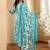 Floral printed cotton v neck kurta trouser & dupatta set
