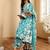 Floral printed cotton v neck kurta trouser & dupatta set