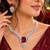 ruby red emerald cut necklace set with marquise cz accents bridal jewellery