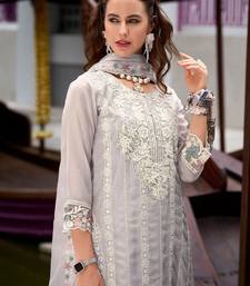 Floral Embroidered Sequinned Straight Kurta with Trouser & Dupatta