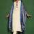 Floral embroidered cotton round neck kurta trouser & dupatta set