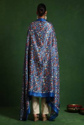 Floral embroidered cotton round neck kurta trouser & dupatta set 2
