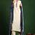 Floral embroidered cotton round neck kurta trouser & dupatta set