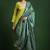 Floral embroidered cotton round neck kurta trouser & dupatta set