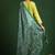 Floral embroidered cotton round neck kurta trouser & dupatta set