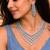 cubic zirconia statement necklace earrings set, bridal wedding jewellery, diamond replica chandelier set