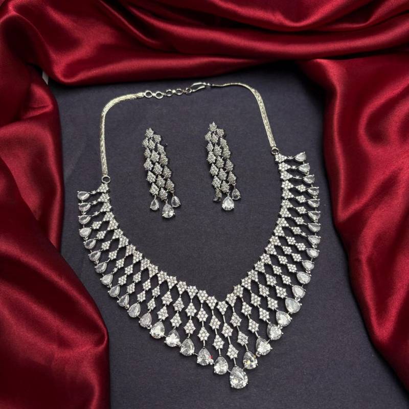 cubic zirconia statement necklace earrings set, bridal wedding jewellery, diamond replica chandelier set