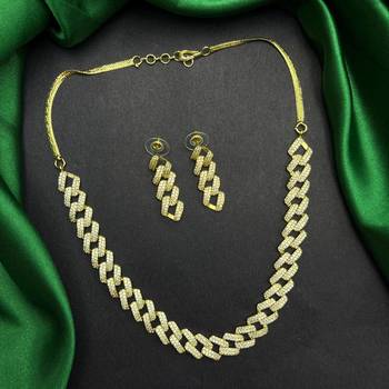 crystal cuban link bridal jewellery set, necklace, earrings, nose ring, silver plated 2