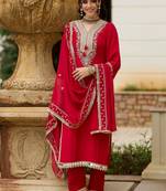 Women Ethnic Motifs Embroidered Mirror Work Kurta with Trousers & With Dupatta