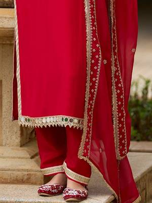 Women Ethnic Motifs Embroidered Mirror Work Kurta with Trousers & With Dupatta 5